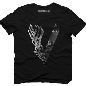 Tshirthane Vikings Ragnar Lothbrok Siyah Erkek T-shirt