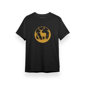 Tshirthane Wild Deer Icon Siyah Kısa Kol Erkek T-shirt
