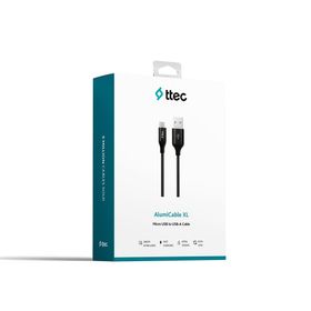 Ttec 2DK21S Siyah 2 m Alumi Cable Micro USB Şarj Kablosu