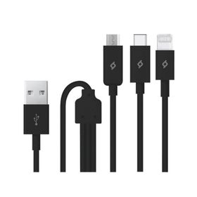 Ttec 2DK7521S Siyah Trio Type-C Lightning Micro USB 1.2 mt Şarj Kablosu