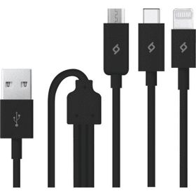Ttec 2DK7521S Siyah Trio Type-C Lightning Micro USB 1.2 mt Şarj Kablosu