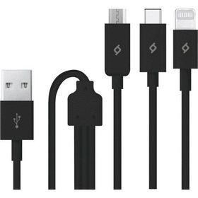 Ttec 2DK7521S Siyah Trio Type-C Lightning Micro USB 1.2 mt Şarj Kablosu