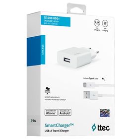 Ttec 2SCS20CB Beyaz Smartcharger 2A+TYPE-C Kablo Seyahat Şarj Aleti