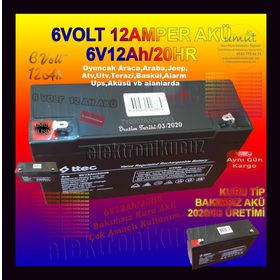 Ttec 6Volt 12Amper Bakımsız Kuru Akü