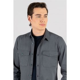 Tudors 1121441153 Slım Fit Düz Cepli Gabardin Erkek Gömlek