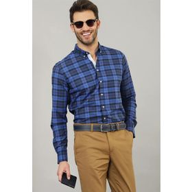Tudors 1506332970 Slim Fit Dar Kesim Kareli Erkek Gömlek