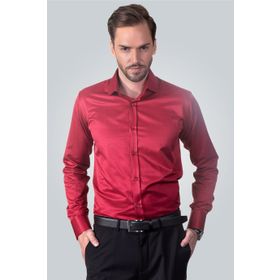Tudors 1523256449 Modern Fit Dar Kesim Düz Saten Erkek Gömlek