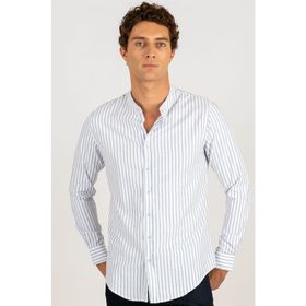 Tudors 1691144772 Slim Fit Uzun Kol Çizgili Hakim Yaka Erkek Gömlek