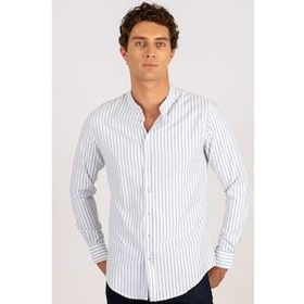 Tudors 1691144772 Slim Fit Uzun Kol Çizgili Hakim Yaka Erkek Gömlek