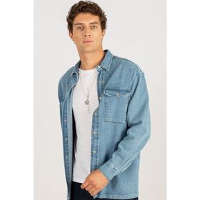 Tudors 1896311977 Oversıze Denim Çift Cep Kapaklı Çıtçıtlı Erkek Kot Gömlek