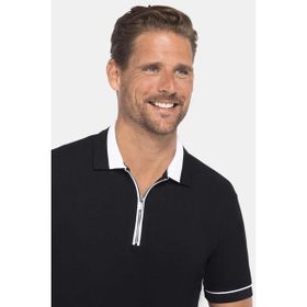 Tudors 27140 Erkek Polo Yaka Slim Fit Pamuk Fermuarlı Pike Siyah T-Shirt