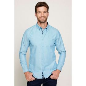 Tudors 27329 Slim Fit Pamuklu Kolay Ütü Düz Erkek Petrol Gömlek