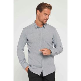 Tudors 28345 Modern Slim Fit Pamuklu Kolay Ütü Armürlü Gri Erkek Gömlek