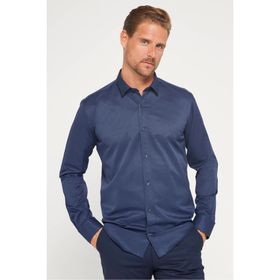 Tudors 28349 Modern Slim Fit Pamuklu Kolay Ütü Armürlü Lacivert Erkek Gömlek