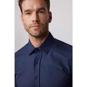 Tudors 28349 Modern Slim Fit Pamuklu Kolay Ütü Armürlü Lacivert Erkek Gömlek