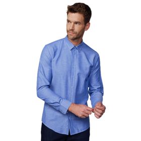 Tudors 28379 Modern Slim Fit Pamuklu Kolay Ütü Armürlü İndigo Erkek Gömlek