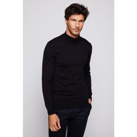 Tudors 28773 Erkek Slim Fit Dar Kesim Yarım Balıkçı Yaka Tüylenmeyen Yumuşak Dokulu Siyah Kazak