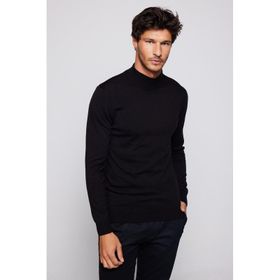 Tudors 28773 Erkek Slim Fit Dar Kesim Yarım Balıkçı Yaka Tüylenmeyen Yumuşak Dokulu Siyah Kazak