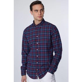 Tudors DR220113-801 Slim Fit Düğmeli Yaka Kareli Pamuklu Kolay Ütü Erkek Gömlek