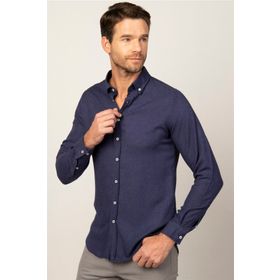 Tudors DR230001-303 Slim Fit Kışlık Yün Viskon Düz Erkek Gömlek