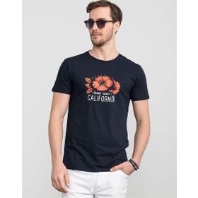Tudors Gri Bisiklet Yaka Baskılı Erkek T-shirt