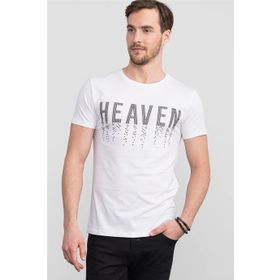 Tudors Gri Bisiklet Yaka Baskılı Erkek T-shirt