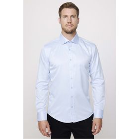 Tudors MD210001-143 Modern Slim Fit Düz Saten Pamuklu Erkek Mavi Gömlek