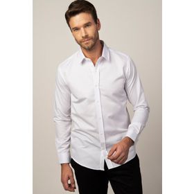 Tudors MD220009-700 Modern Slim Fit Pamuklu Kolay Ütü Armürlü Erkek Beyaz Gömlek