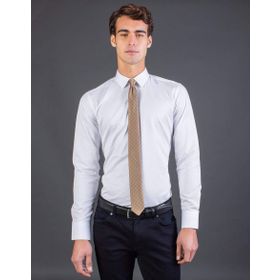 Tudors Modern Slim Fit Dar Kesim Armürlü Beyaz Erkek Gömlek