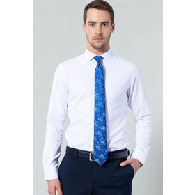 Tudors Modern Slim Fit Dar Kesim Armürlü Beyaz Erkek Gömlek