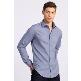 Tudors Modern Slim Fit Dar Kesim Armürlü Beyaz Erkek Gömlek