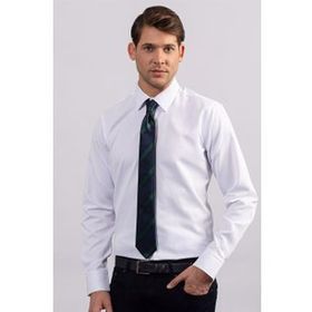 Tudors Modern Slim Fit Kendinden Desenli Düz Beyaz Gömlek
