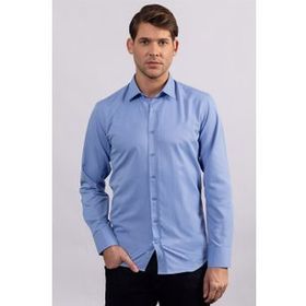 Tudors Modern Slim Fit Kendinden Desenli Düz Beyaz Gömlek