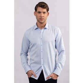 Tudors Modern Slim Fit Kendinden Desenli Düz Beyaz Gömlek