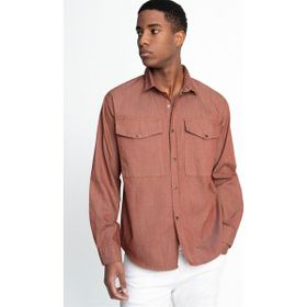 Tudors Relax Fit Rahat Kalıp Denim Parça Boyalı Çift Cep Kapaklı Çıtçıtlı Erkek Gömlek