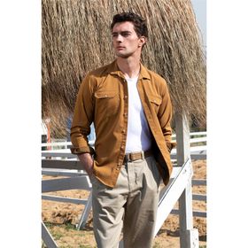 Tudors Slim Fit Çift Cep Denim Gabardin Erkek Gömlek