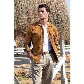 Tudors Slim Fit Çift Cep Denim Gabardin Erkek Gömlek