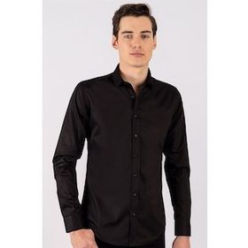 Tudors Slim Fit Dar Kesim Düz Saten Erkek Gömlek