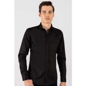 Tudors Slim Fit Dar Kesim Düz Saten Erkek Gömlek