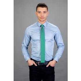Tudors Slim Fit Dar Kesim Düz Saten Erkek Gömlek