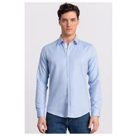 Tudors Slim Fit Dar Kesim Düz Spor Erkek Gömlek