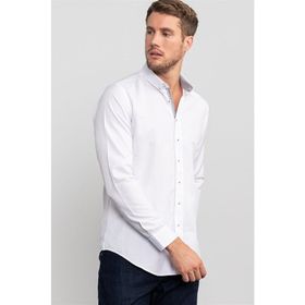 Tudors Slim Fit Dar Kesim Düz Spor Erkek Gömlek