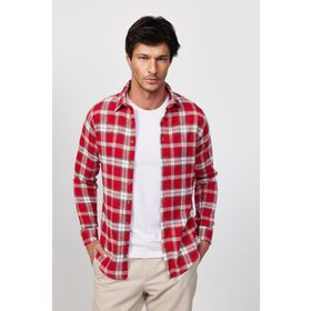 Tudors Slim Fit Dar Kesim Kareli Kışlık Oduncu Erkek Gömlek