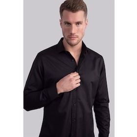 Tudors Slim Fit Dar Kesim Likralı Düz Saten Erkek Gömlek