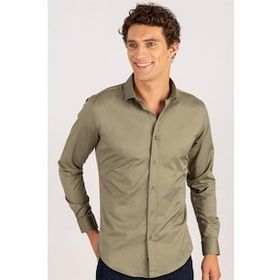 Tudors Slim Fit Dar Kesim Likralı Düz Saten Erkek Gömlek