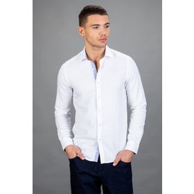 Tudors Slim Fit Dar Kesim Oxford Spor Beyaz Erkek Gömlek