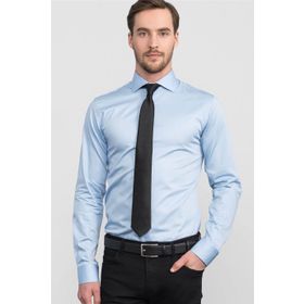 Tudors Slim Fit Dar Kesim Pamuk Saten Erkek Gömlek