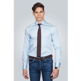 Tudors Slim Fit Dar Kesim Pamuk Saten Erkek Gömlek