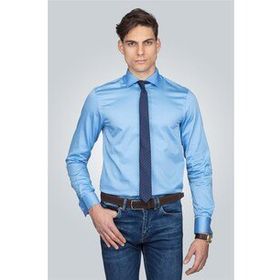 Tudors Slim Fit Dar Kesim Pamuk Saten Erkek Gömlek