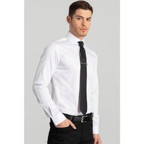 Tudors Slim Fit Dar Kesim Pamuk Saten Erkek Gömlek